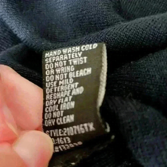 Black wool blend black sweater bell stripe sleeves - Picture 5 of 6